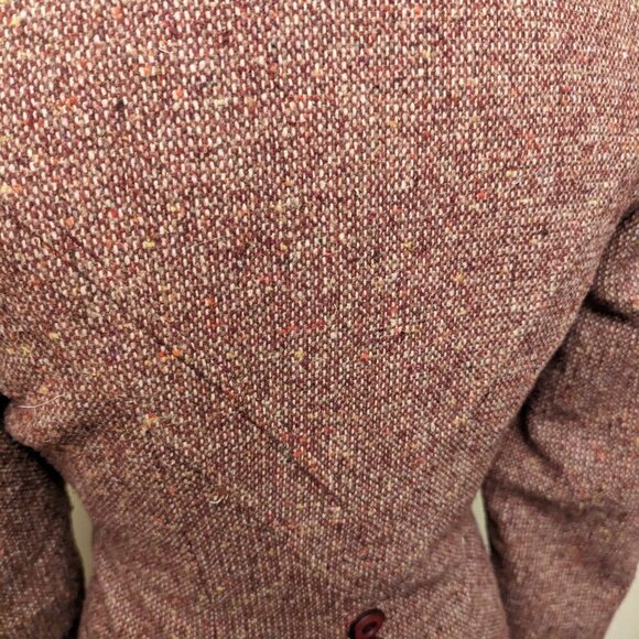 VINTAGE wool trench coat, burgundy tweed, burgundy lining - Picture 7 of 15